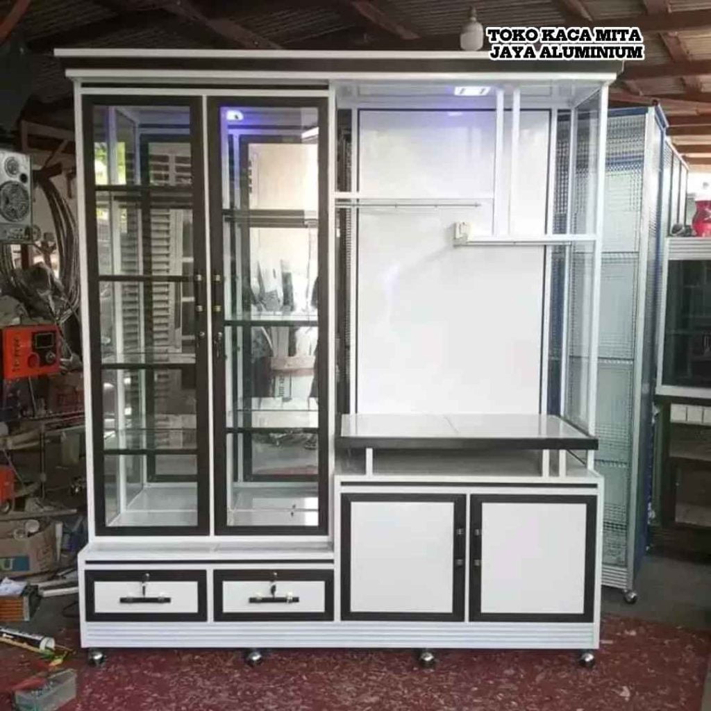 Lemari Kaca Hias Aluminium Custom di Bekasi