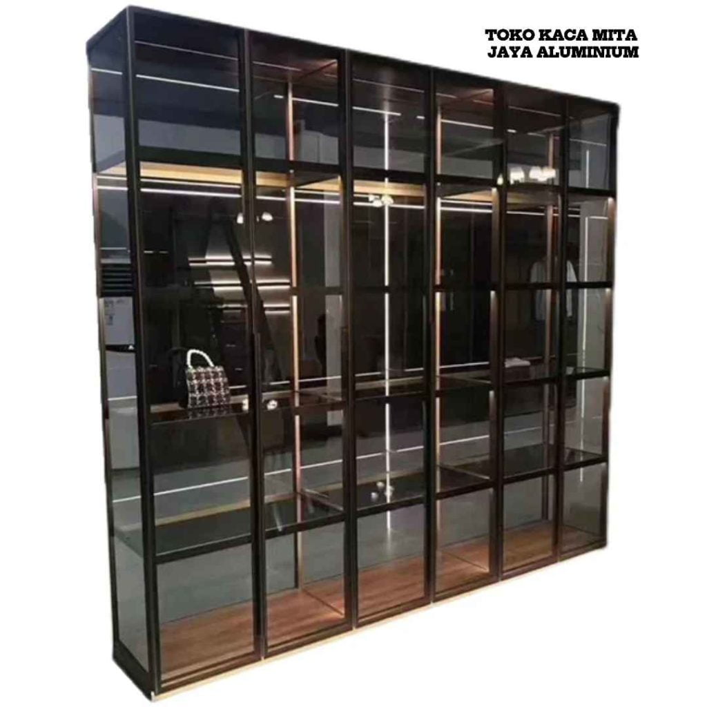 Jual Lemari Kaca Hias Aluminium Minimalis di Bekasi-