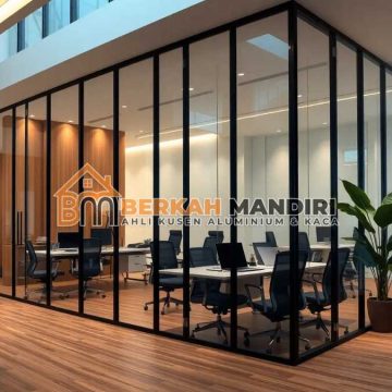 Vendor Sekat Kaca Kantor Jakarta Rangka Aluminium Hitam
